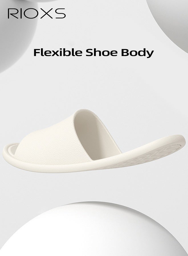RIOXS Unisex Quick-Dry Slippers, Breathable Indoor Couple's Home Slippers with Thin Soles, Lightweight Non-Slip Bathroom and Shower Slippers, Quick-Dry Open-Toe Solid-Color Flat Slippers, Ideal for Hotels, Travel, Vacations, Business Trips, and Wearing After a Shower, White - Image 3