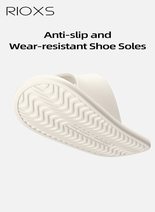 RIOXS Unisex Quick-Dry Slippers, Breathable Indoor Couple's Home Slippers with Thin Soles, Lightweight Non-Slip Bathroom and Shower Slippers, Quick-Dry Open-Toe Solid-Color Flat Slippers, Ideal for Hotels, Travel, Vacations, Business Trips, and Wearing After a Shower, White - Image 2