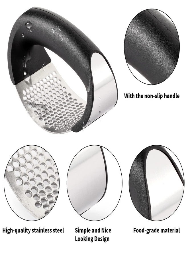Rngeo 2 Pack Garlic Press Rocker, Stainless Steel Garlic Mincer with 2 Peelers, 2 Scrapers and 2 Brushes | Garlic Crusher Garlic Chopper for Smashing Garlic - Image 2