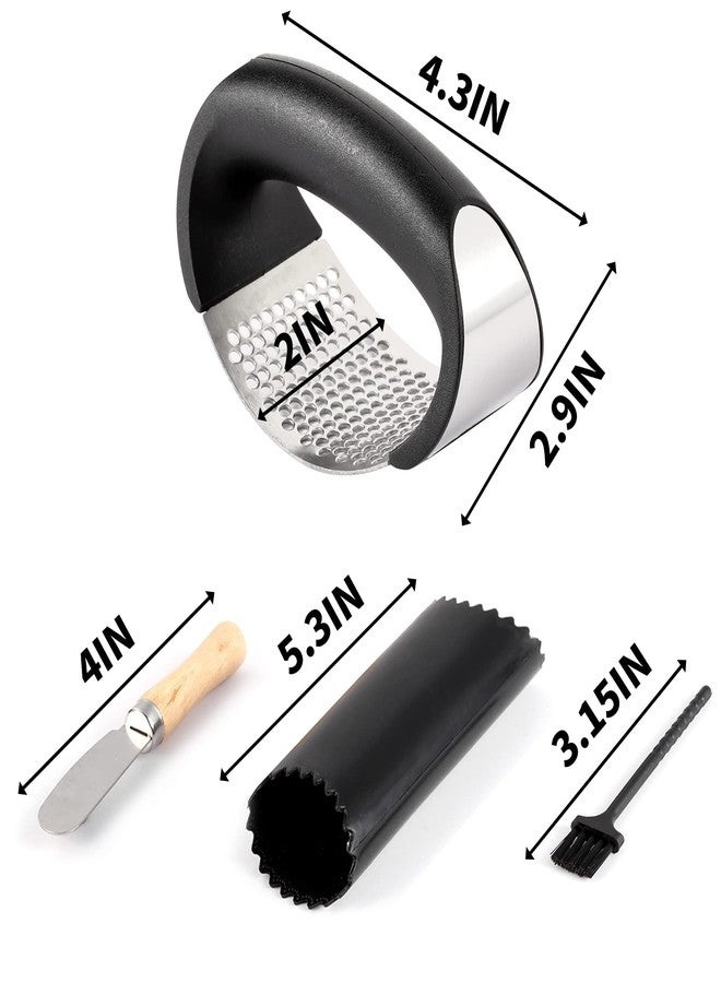 Rngeo 2 Pack Garlic Press Rocker, Stainless Steel Garlic Mincer with 2 Peelers, 2 Scrapers and 2 Brushes | Garlic Crusher Garlic Chopper for Smashing Garlic - Image 5