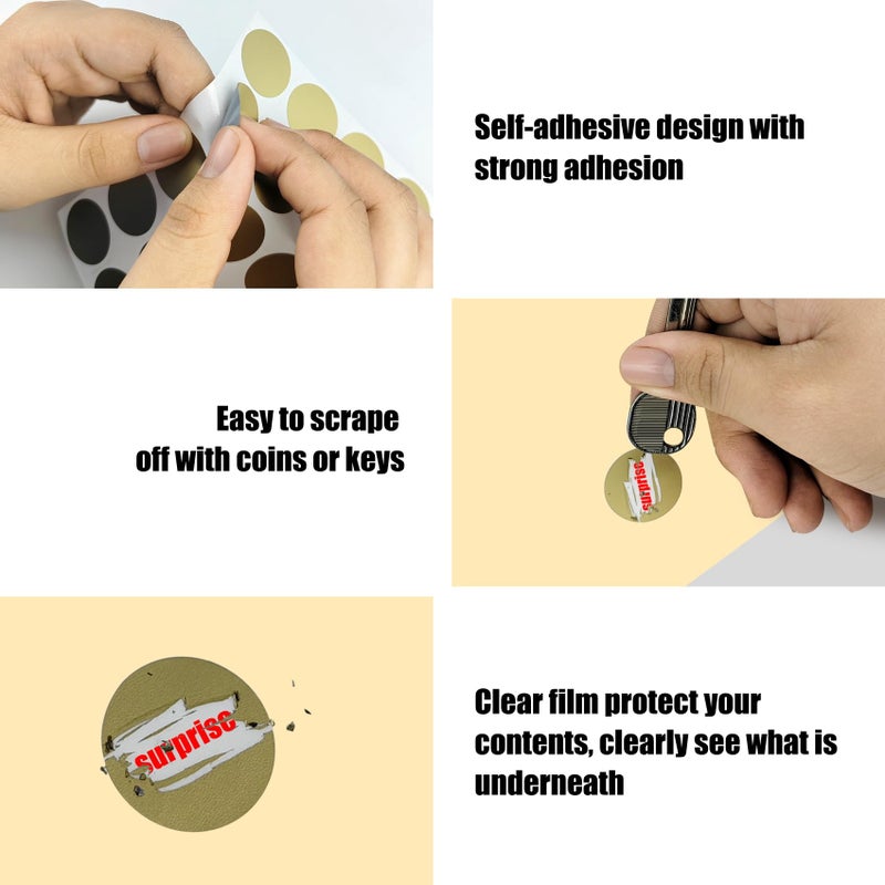 CHTUGEM 90 Pack Scratch Off Labels Stickers, 3 Sheets 1" Round Self-Adhesive Stickers for DIY Scratch Off Cards, Reward Cards, Party Favors (Gold) - Image 3