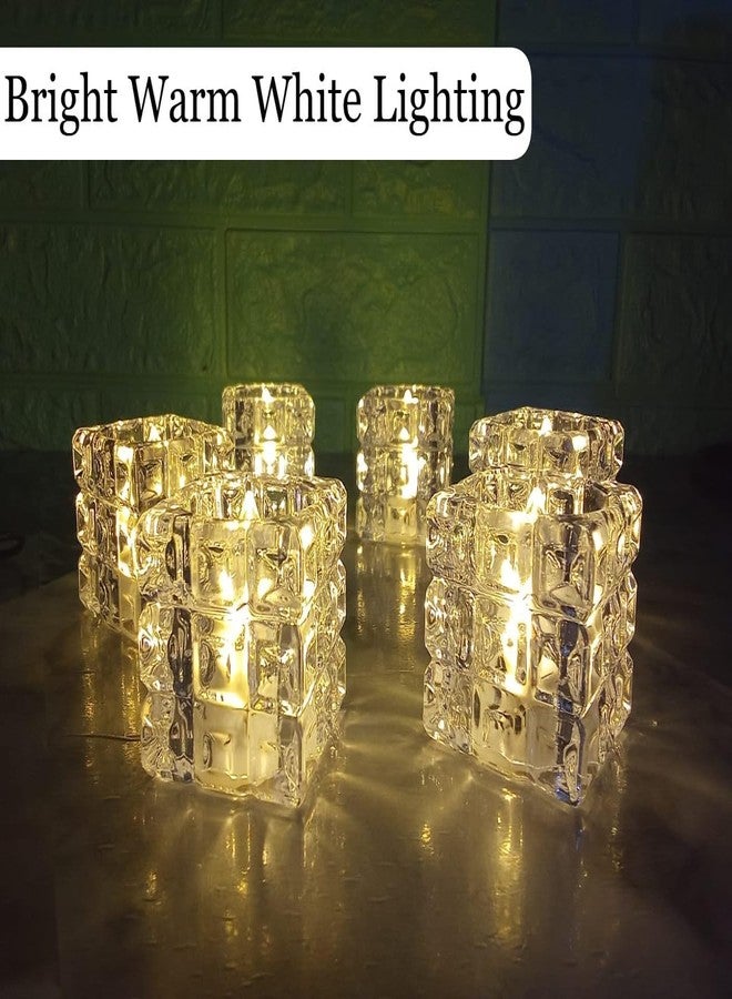 DOJI Block Crystal tealight Candles Smokeless Candle Light, Flameless led Diya | led Candles | Tea Lights Candles for Diwali and Christmas Decorations (Pack of 3) - Image 2