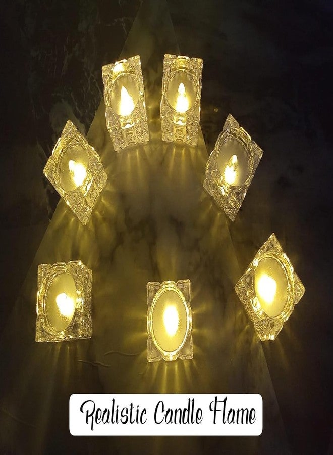 DOJI Block Crystal tealight Candles Smokeless Candle Light, Flameless led Diya | led Candles | Tea Lights Candles for Diwali and Christmas Decorations (Pack of 3) - Image 5