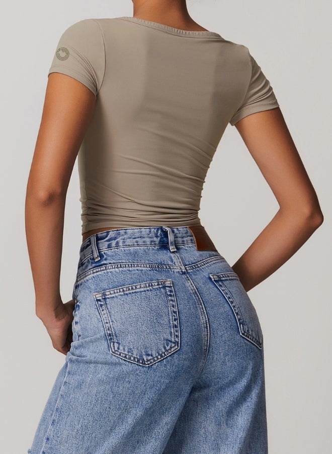 KAWN.YOGA Womens Crop Top Short Sleeves  - Image 3