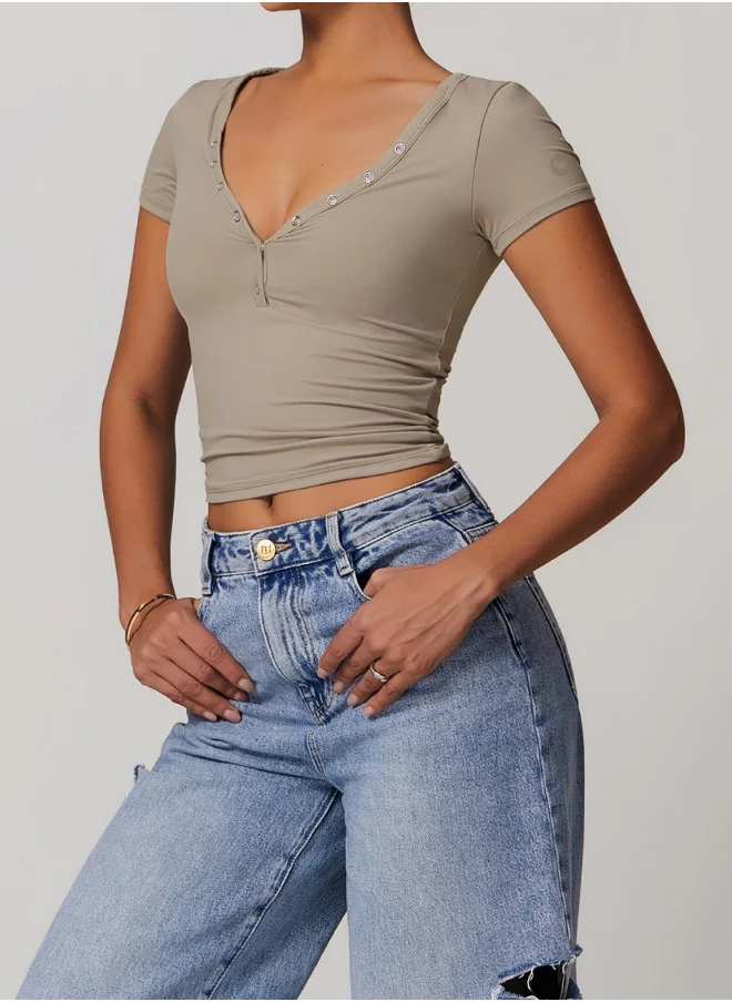 KAWN.YOGA Womens Crop Top Short Sleeves