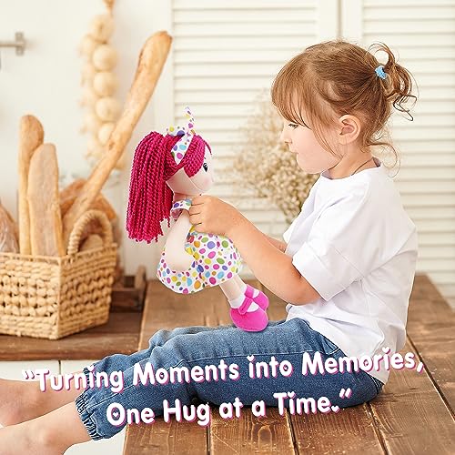 June Garden 18" Snuggle Cuties Bella - Soft Cuddly Plush Doll Gift for Girls - Huggable Rag Doll - Orange L - Image 5