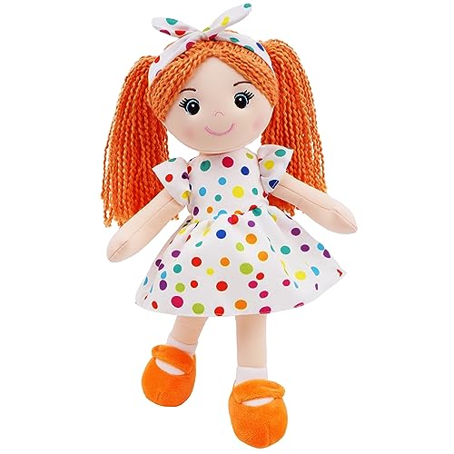 June Garden 18" Snuggle Cuties Bella - Soft Cuddly Plush Doll Gift for Girls - Huggable Rag Doll - Orange L - Image 1