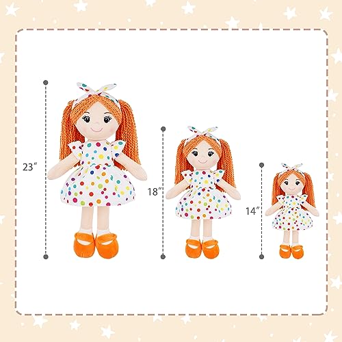 June Garden 18" Snuggle Cuties Bella - Soft Cuddly Plush Doll Gift for Girls - Huggable Rag Doll - Orange L - Image 4