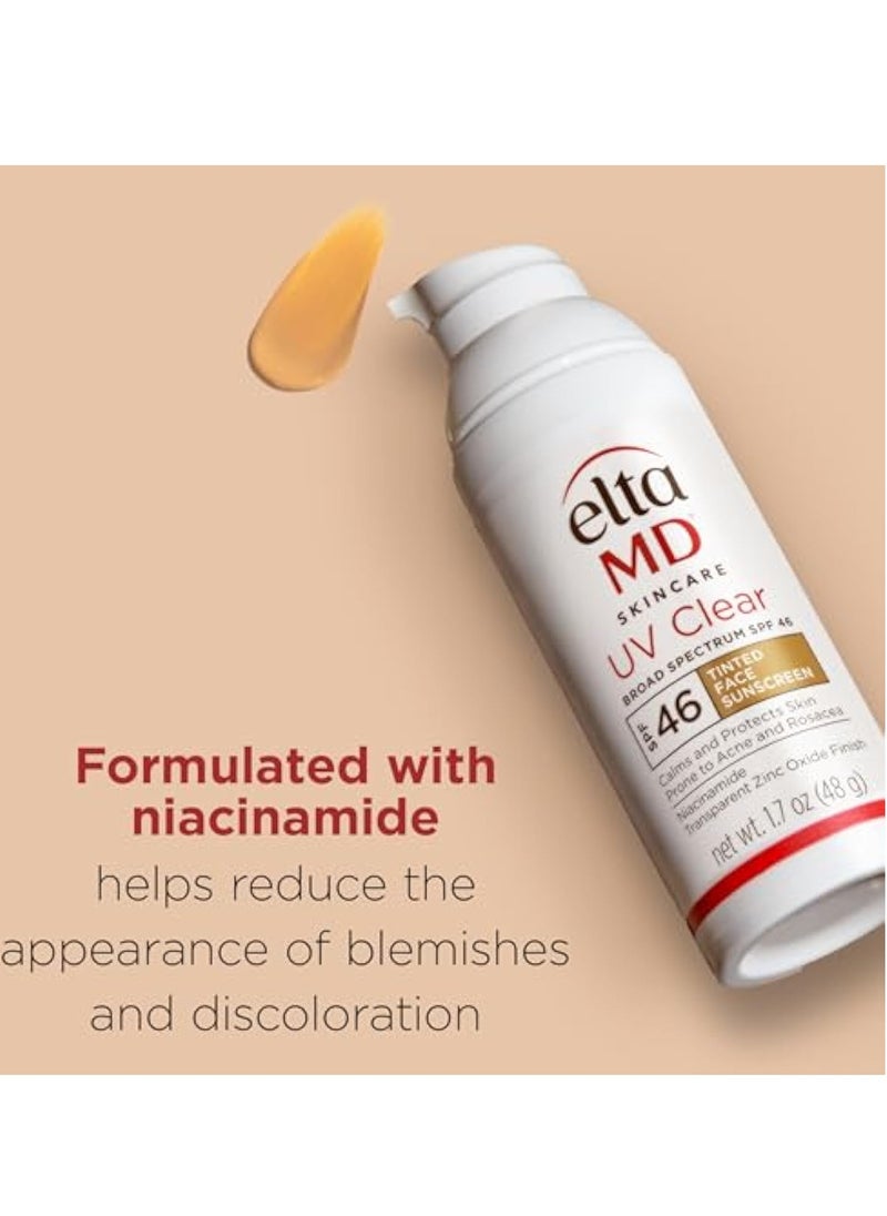 EltaMD - EltaMD UV Clear Facial Sunscreen SPF 46 - For Skin Types Prone To Acne, Rosacea & Hyperpigmentation - Tinted 48g/1.7oz Cream - Image 1