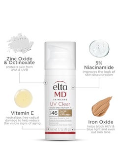 EltaMD EltaMD UV Clear Facial Sunscreen SPF 46 - For Skin Types Prone To Acne, Rosacea & Hyperpigmentation - Tinted 48g/1.7oz Cream  - Image 5