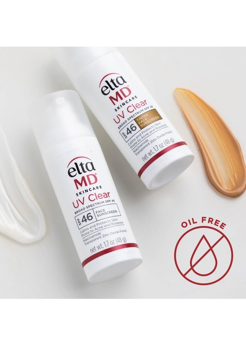 EltaMD - EltaMD UV Clear Facial Sunscreen SPF 46 - For Skin Types Prone To Acne, Rosacea & Hyperpigmentation - Tinted 48g/1.7oz Cream - Image 1