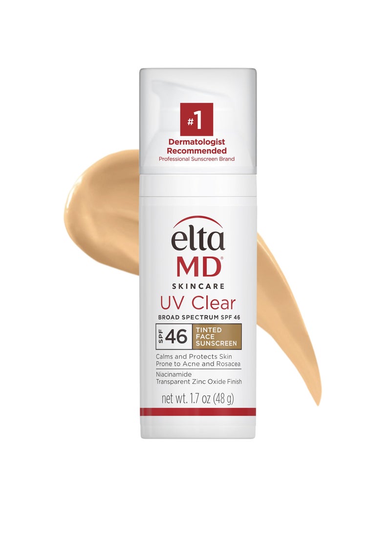 EltaMD - EltaMD UV Clear Facial Sunscreen SPF 46 - For Skin Types Prone To Acne, Rosacea & Hyperpigmentation - Tinted 48g/1.7oz Cream - Image 1