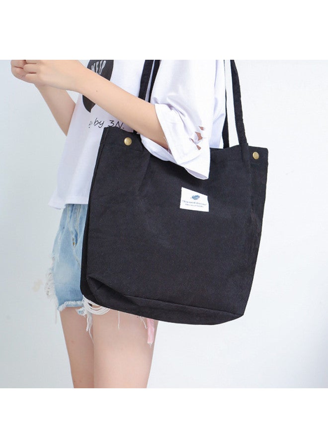 Large Capacity Versatile Canvas Tote Bag For Students Women Shopping Corduroy Single Shoulder Bag Plush Handbag-Color:Rice Yellow  - Image 2