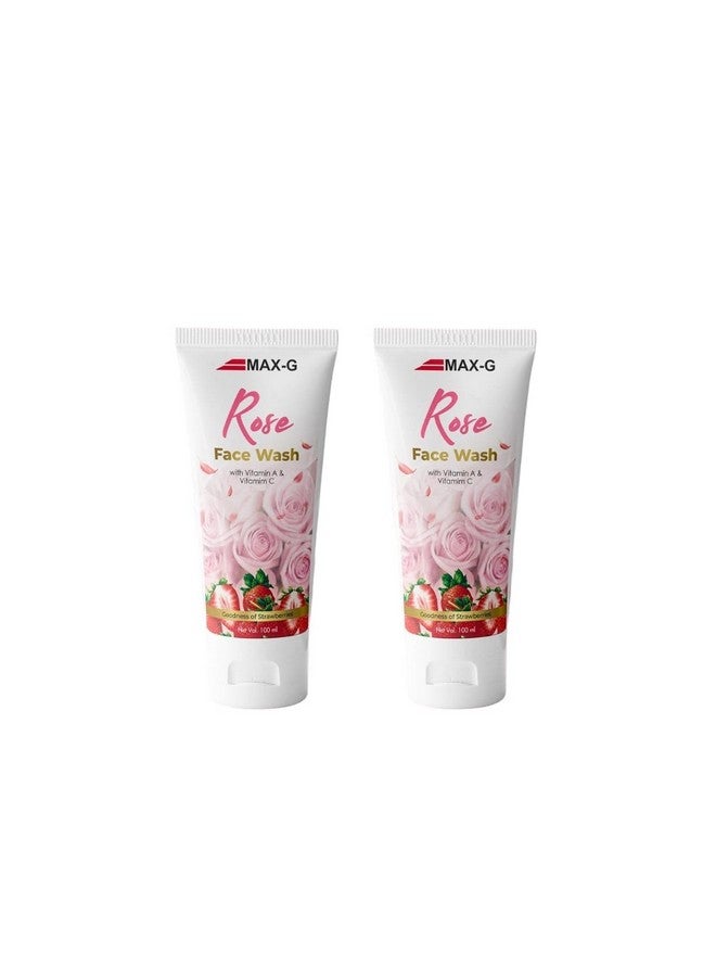 MAX-G Rose Face Wash | Chemical-Free Skincare Products | Natural Rose Face Wash | Naturally Pure Rose & Strawberry Facewash Gives Radiance Shine, (Pack of 2) - Image 1