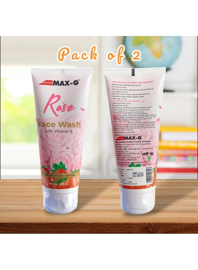 MAX-G Rose Face Wash | Chemical-Free Skincare Products | Natural Rose Face Wash | Naturally Pure Rose & Strawberry Facewash Gives Radiance Shine, (Pack of 2) - Image 3