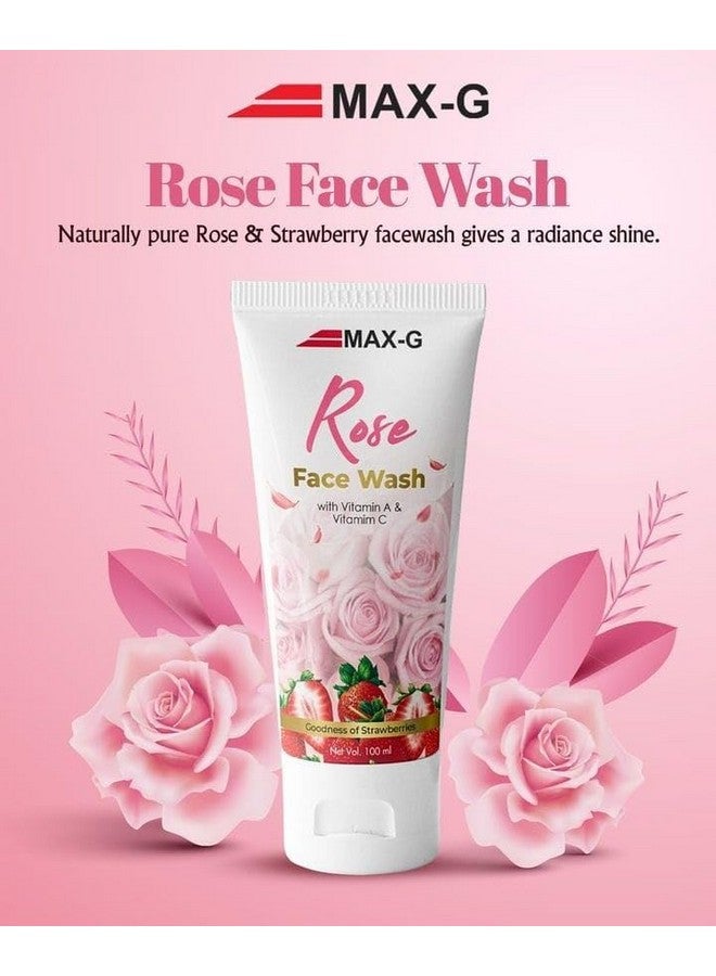 MAX-G Rose Face Wash | Chemical-Free Skincare Products | Natural Rose Face Wash | Naturally Pure Rose & Strawberry Facewash Gives Radiance Shine, (Pack of 2) - Image 2