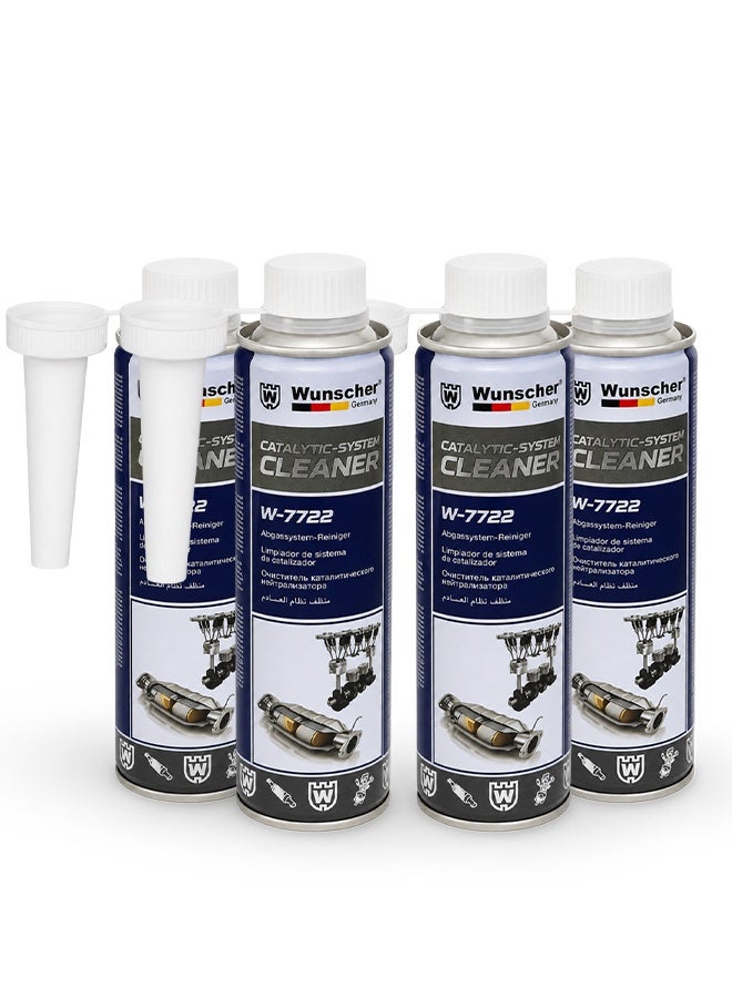 Wunscher 4 pcs Wunscher Catalytic System Cleaner W-7722 300ML, Catalytic Converter & Exhaust System Cleaner for Petrol and Diesel Engines, Carbon & Soot Deposit Cleaner, DPF System Care Fuel Additive - Image 1