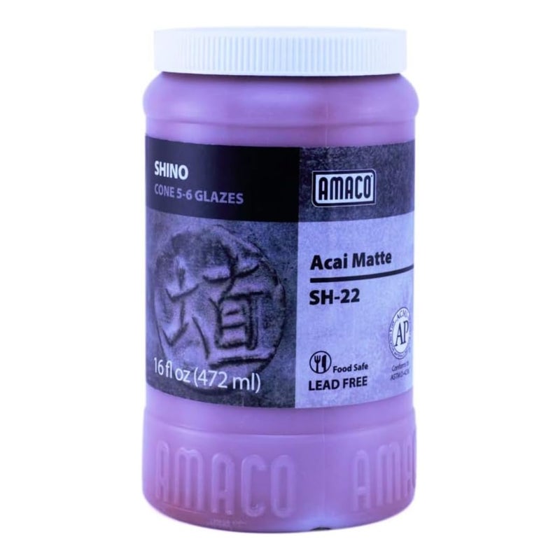 AMACO Shino SH22 Acai Matte High Fire Glaze Pint 16 oz 473 mL Layerable MidHigh Fire Cone 56 SH Liquid Ceramic Pottery Matte Glaze for Bisque - Image 2