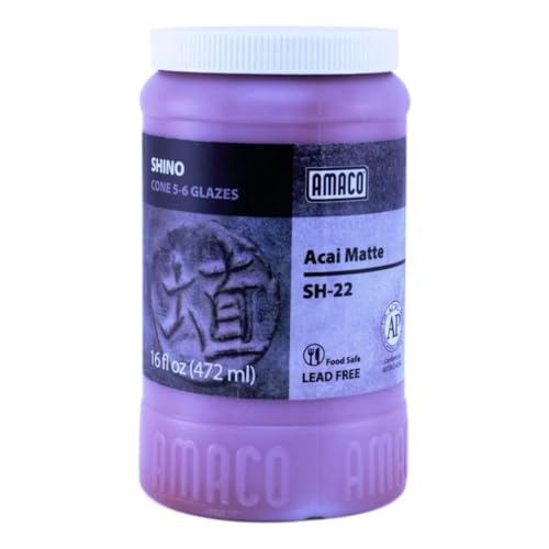 AMACO Shino SH22 Acai Matte High Fire Glaze Pint 16 oz 473 mL Layerable MidHigh Fire Cone 56 SH Liquid Ceramic Pottery Matte Glaze for Bisque - Image 1