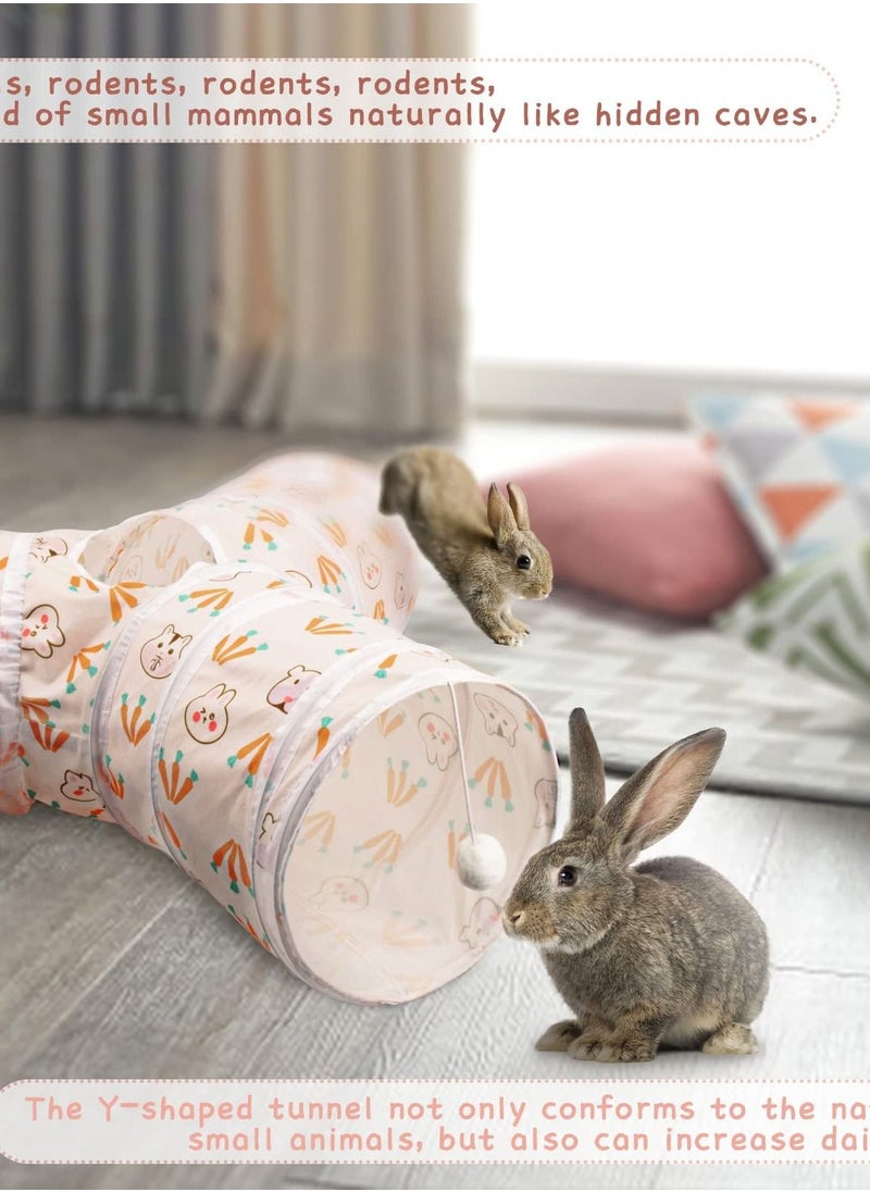 Bunny Tunnels & Tubes Collapsible 3 Way Rabbits Toys Small Animal Activity Tunnel Toys for Dwarf Rabbits Bunny Guinea Pigs Kitty