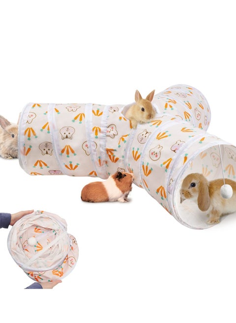 Bunny Tunnels & Tubes Collapsible 3 Way Rabbits Toys Small Animal Activity Tunnel Toys for Dwarf Rabbits Bunny Guinea Pigs Kitty