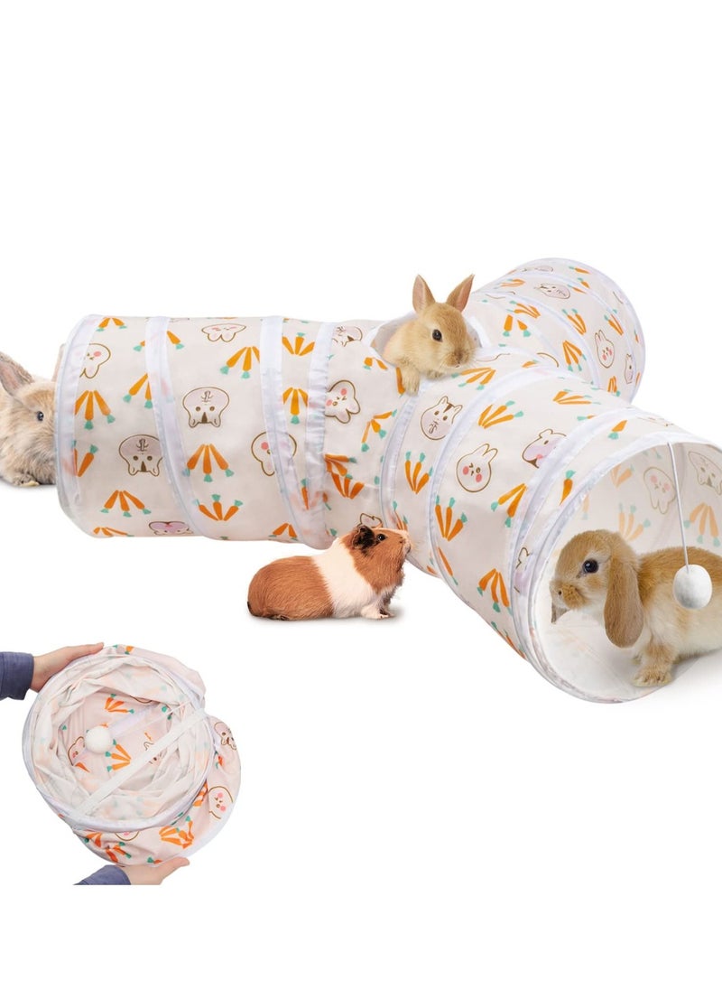 Bunny Tunnels & Tubes Collapsible 3 Way Rabbits Toys Small Animal Activity Tunnel Toys for Dwarf Rabbits Bunny Guinea Pigs Kitty