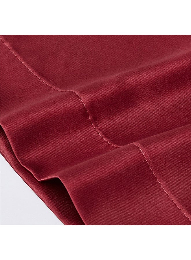 Satin Pillowcase Set of 2 for Hair and Skin, Smooth Cooling Pillow Cases, Silk Pillow Case, Striped Pillow Cover, Soft Plain Pillow Covers with Envelope Closure (51 x 76 cm, Burgundy) - Image 5