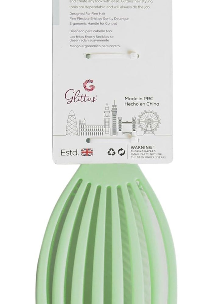 Glitters Gentle Detangling Hairbrush for All Hair Types - Soft Silicone Handle, Non-Staining and Frizz-Fighting, Green - Image 2