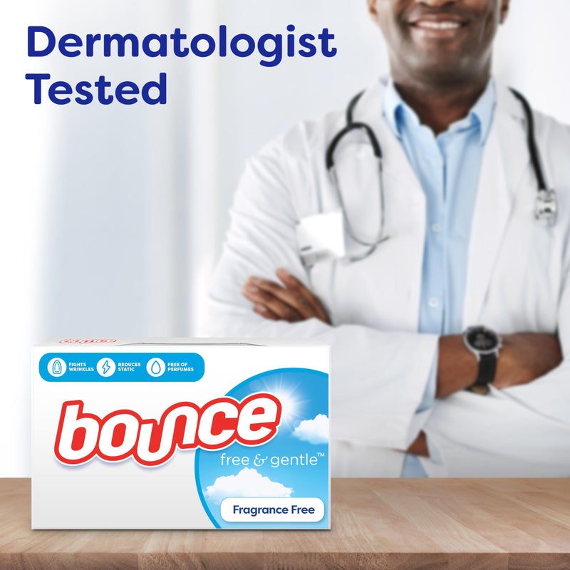 Bounce Free And Gentle Dryer Sheets For Sensitive Skin, Hypoallergenic, Free Of Dyes And Perfumes, Unscented, 330 Count - Image 2