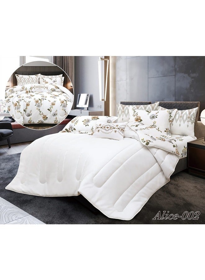 الشلهوب مفرش سرير نفرين اليسي قطن - 8 قطع أبيض