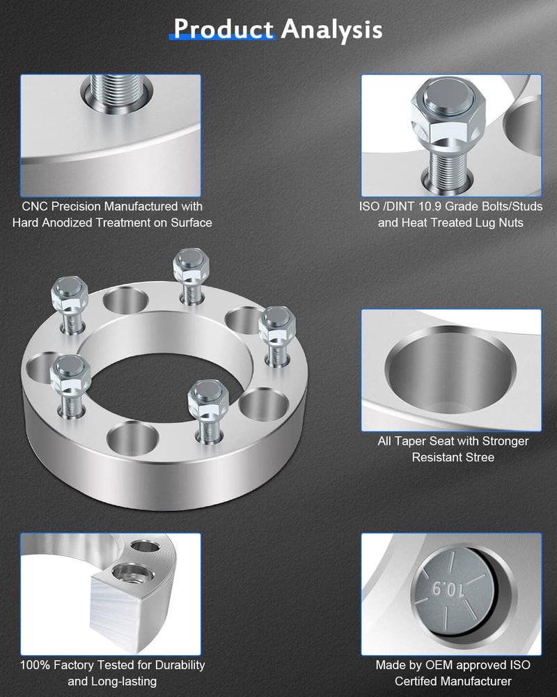 ECCPP 2pcs 5 Lug Wheel Spacers 1.5 Inch 5x5.5 to 5x5.5 for F100, F150, E100, CJ5, CJ6, CJ7, Ram 1500 - Image 5