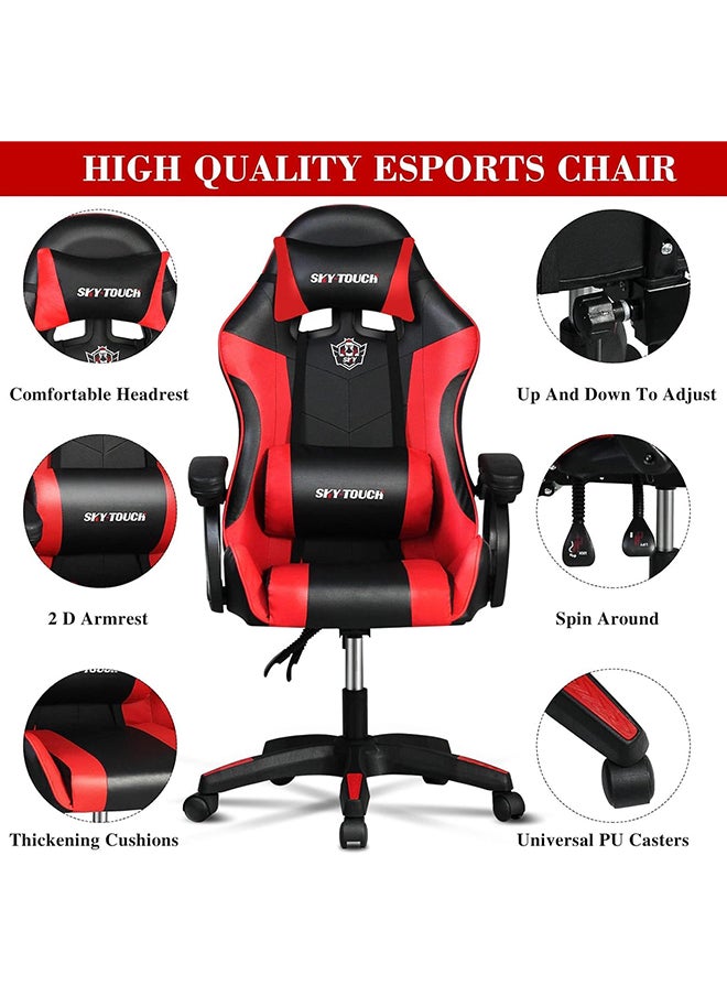 SKY-TOUCH - Gaming Chair Adjustable Computer Chair Pc Office Pu Leather High Back, Reclining function, Height adjustible, Ergonomic design Neck and Lumbar Support, Comfortable Armrest Headrest - Image 1