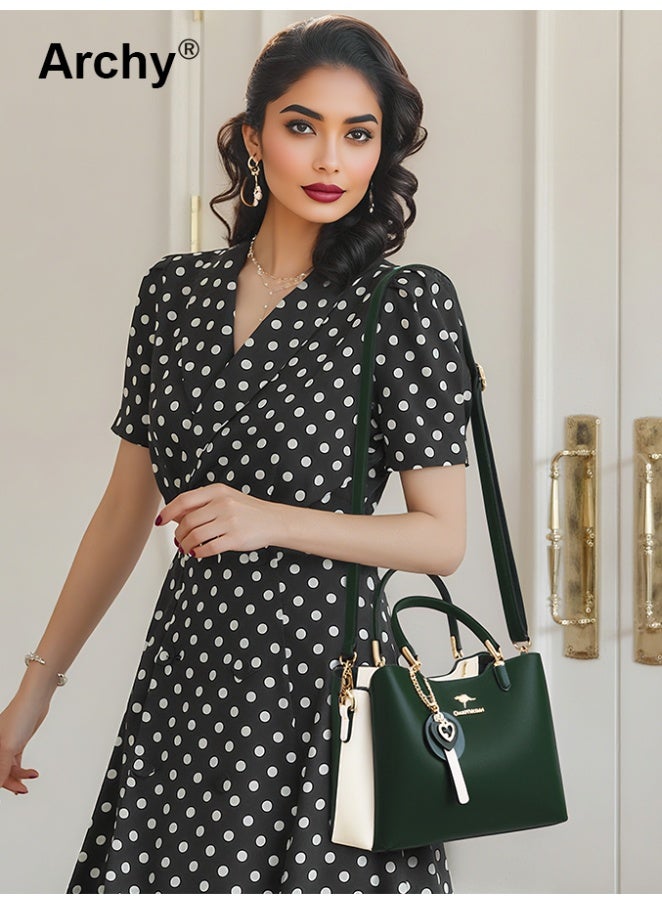 أرشي حقيبة كتف نسائية جلدية أنيقة مقاومة للماء وحقيبة كبيرة الحجم للنساء - Image 2