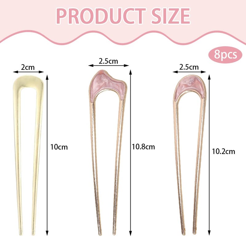 TRKETK 8 Pieces Women's Elegant and Durable Metal Hair Pins U Stick Comfortable Fit Hairdressing Accessories Kitsch For Women Hairdressing Decoration - Image 2
