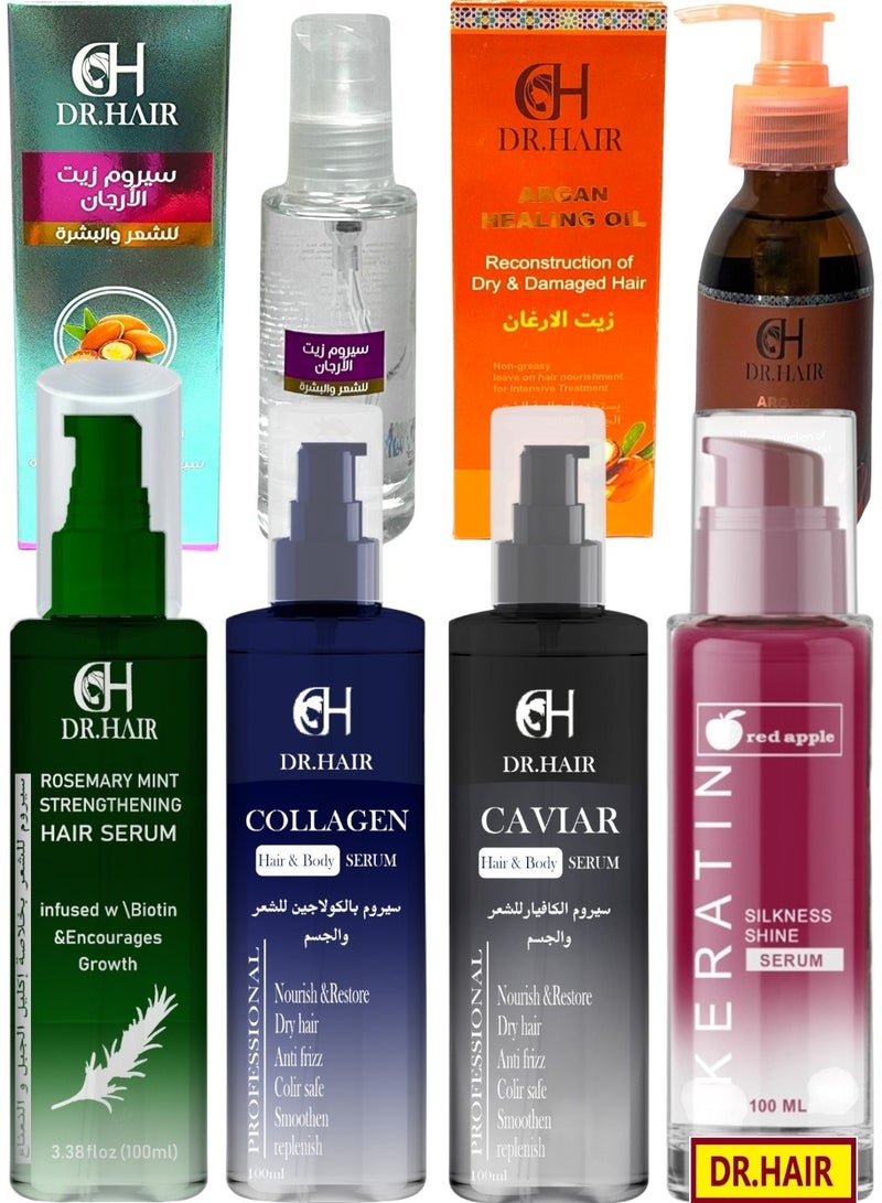 Generic A Complete Thai Serum Collection With Argan Healing Oil Collagen Caviar And Argan Oil For Hair And Body It Gives a Silky Touch And Imaginative Softness It Works to Nourish Hair And Body 100 ML + Thai  Rosemary Mint Strengthening Hair Serum 100 ml  - Image 1