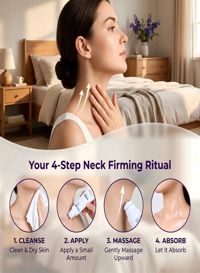 Manoai Magic Collagen Fullerene Neck Cream, Advanced Neck Cream with Roller, Moisturizing Anti-Wrinkle Treatment for Sagging Neck, Five Rollers Boost Absorption, Reduce Crepey Skin and Double Chin(1 PCS - Image 2