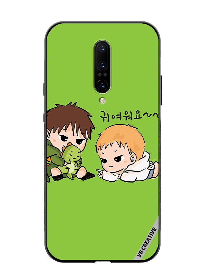 VR CREATIVE Protective Case Cover For OnePlus 7 Pro Two Cute Kids Playing With Dino Design Multicolour - Image 1