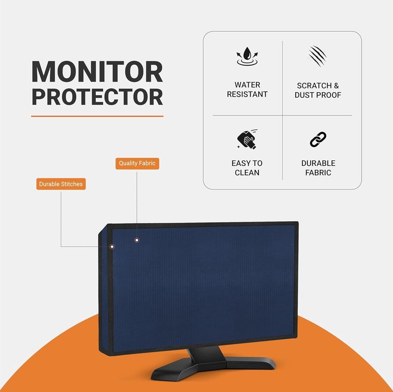 Cranique Dust Proof LCD / LED Monitor Cover for 24" Dell | HP | LG | Lenovo | Samsung | Acer | BenQ 24 Inch (Blue) - Image 2