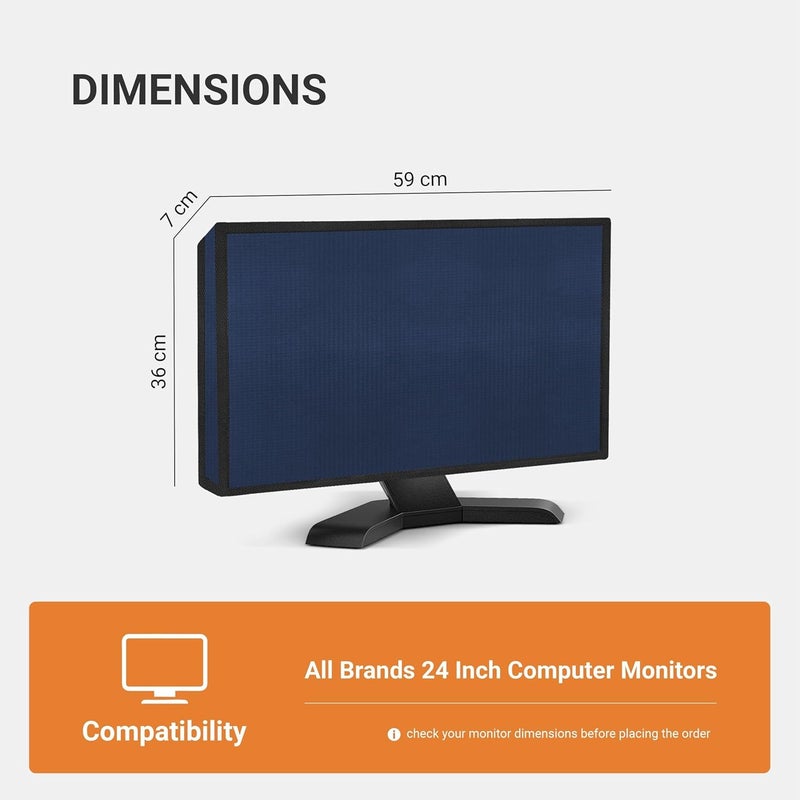 Cranique Dust Proof LCD / LED Monitor Cover for 24" Dell | HP | LG | Lenovo | Samsung | Acer | BenQ 24 Inch (Blue) - Image 5