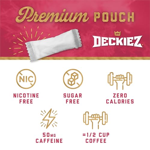 Deckiez Energy Pouches, 5 Cans (100 Servings), Sugar Free Caffeine Supplement, Coffee Pouches & Energy Drink Alternative, 50mg Caffeine Pouches, Raspberry Flavor - Image 3