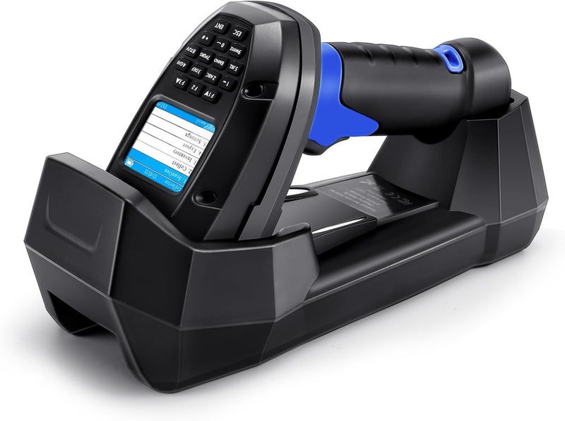 JRHC 1D 2D Barcode Scanner, Wireless Inventory Scanner & PDA Data Collector Data Terminal PDT Inventory Device with Long Transmission Distance 2.4G Wireless Bar Code Reader with 2" LCD Screen - Image 1