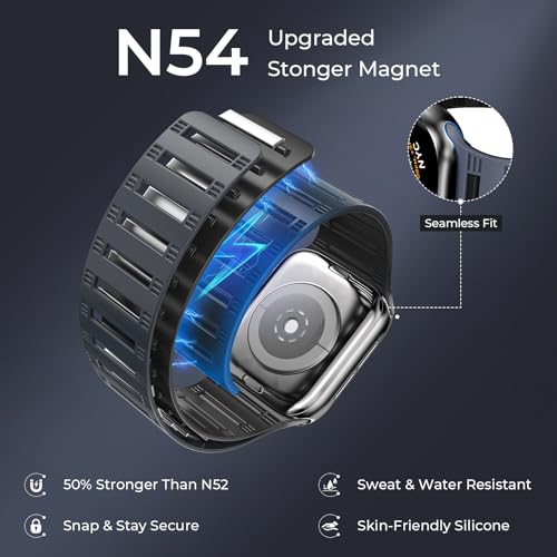 EVIE BAND Magnetic Watch band Compatible with Apple Watch for Men Women 44mm 45mm 46mm 49mm 42mm 41mm 40mm 38mm, Silicone Sport Strong Strap for iWatch Series 11 Ultra 3 Ultra 2 Se 10 9 8 7 6 5 4 1 - Image 4