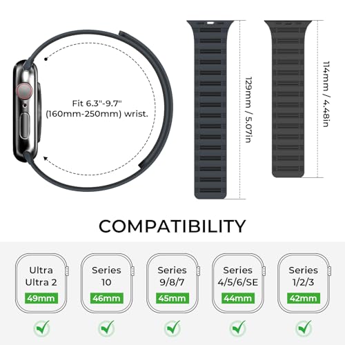 EVIE BAND Magnetic Watch band Compatible with Apple Watch for Men Women 44mm 45mm 46mm 49mm 42mm 41mm 40mm 38mm, Silicone Sport Strong Strap for iWatch Series 11 Ultra 3 Ultra 2 Se 10 9 8 7 6 5 4 1 - Image 5