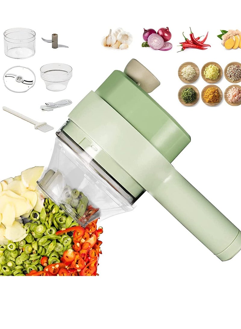 4 in 1 Portable Electric Vegetable Cutter Set,Gatling Vegetable Chopper Mini Wireless Food Processor,Garlic Chili Onion Celery Ginger Meat Garlic Chopper with Brush - Image 1