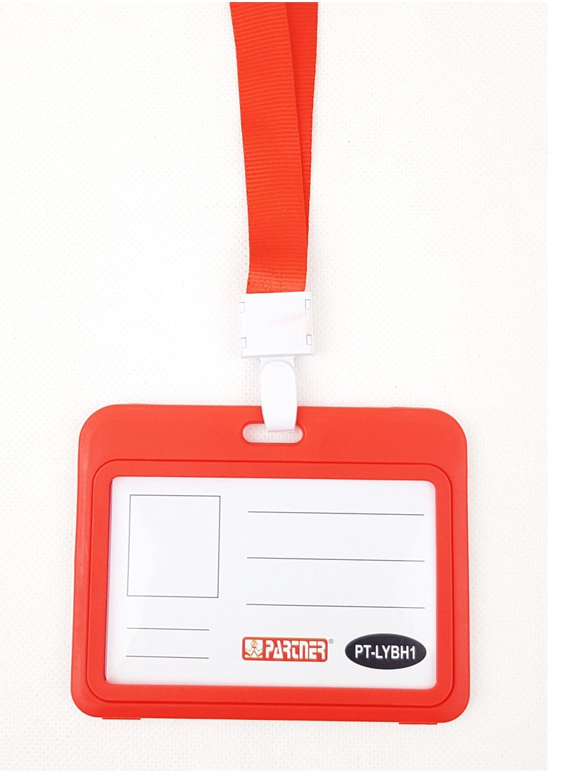 PARTNER 5-Piece ID Card Holder Horizontal With Lanyard Red Colour  - Image 1