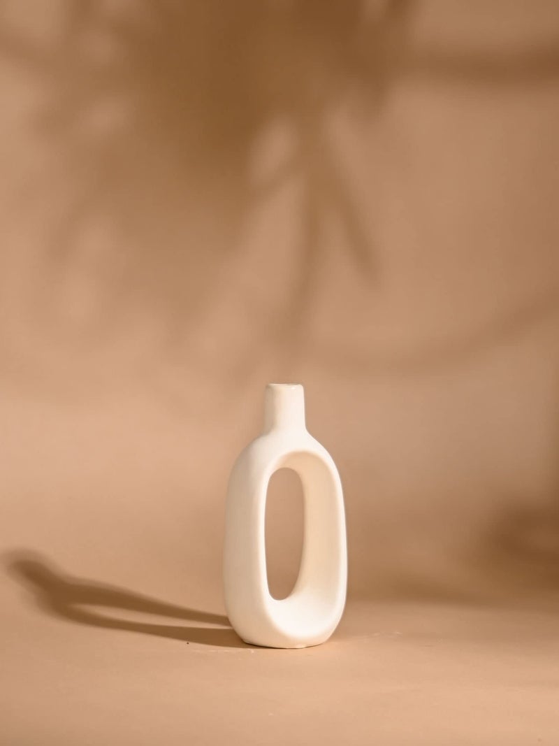 Purezento Modern Decorative Kieko Vases for Home Decor | Centerpieces | Kitchen | Office or Living Room for Home Decor Center Table, Flowers Pot, Bedroom Side Corners (White,6 Inch) - Image 5