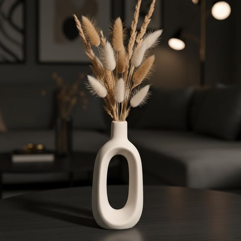 Purezento Modern Decorative Kieko Vases for Home Decor | Centerpieces | Kitchen | Office or Living Room for Home Decor Center Table, Flowers Pot, Bedroom Side Corners (White,6 Inch) - Image 1