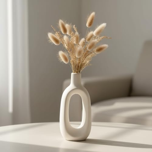 Purezento Modern Decorative Kieko Vases for Home Decor | Centerpieces | Kitchen | Office or Living Room for Home Decor Center Table, Flowers Pot, Bedroom Side Corners (White,6 Inch) - Image 2