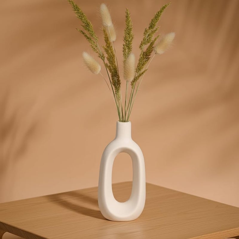 Purezento Modern Decorative Kieko Vases for Home Decor | Centerpieces | Kitchen | Office or Living Room for Home Decor Center Table, Flowers Pot, Bedroom Side Corners (White,6 Inch) - Image 3