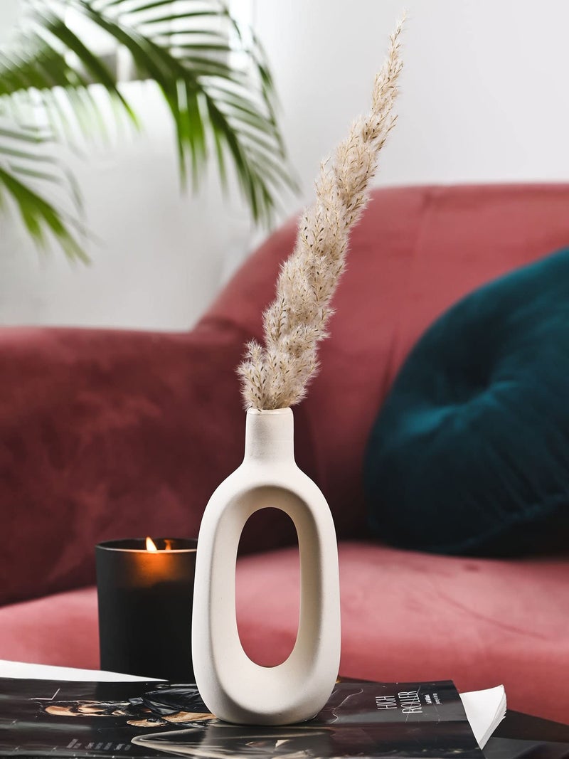 Purezento Modern Decorative Kieko Vases for Home Decor | Centerpieces | Kitchen | Office or Living Room for Home Decor Center Table, Flowers Pot, Bedroom Side Corners (White,6 Inch) - Image 4